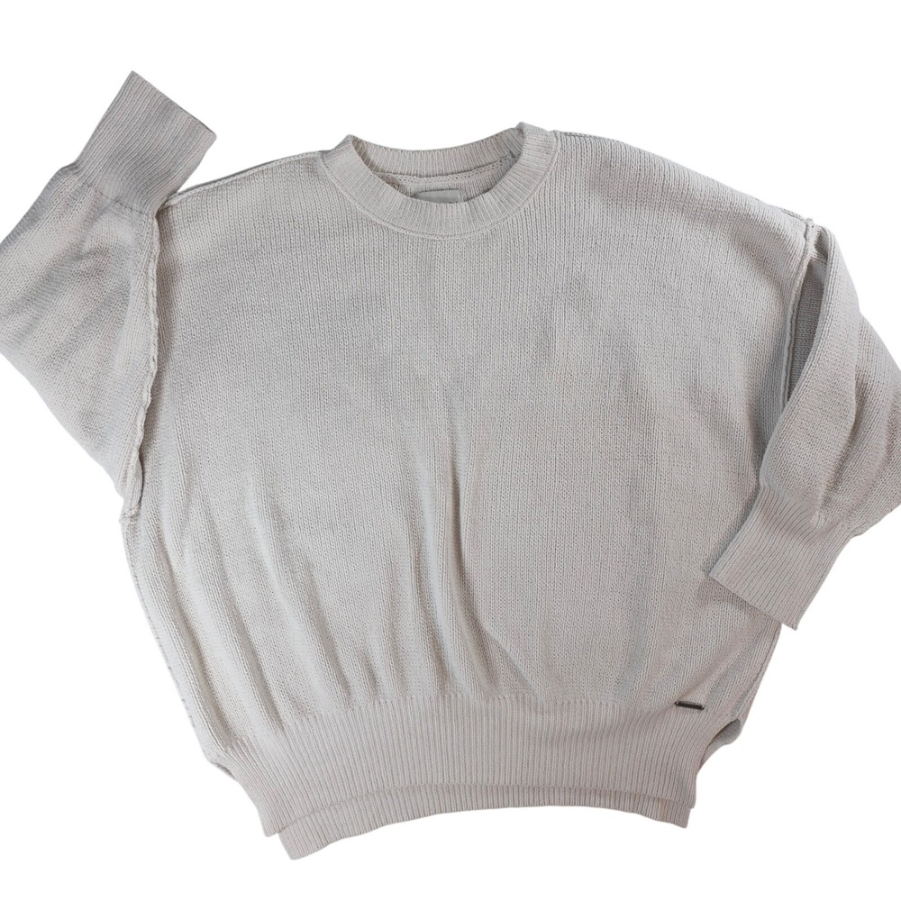 Abercrombie & Fitch Women XL Cream Pullover Sweater Soft A&F Chenille Knit Slit
